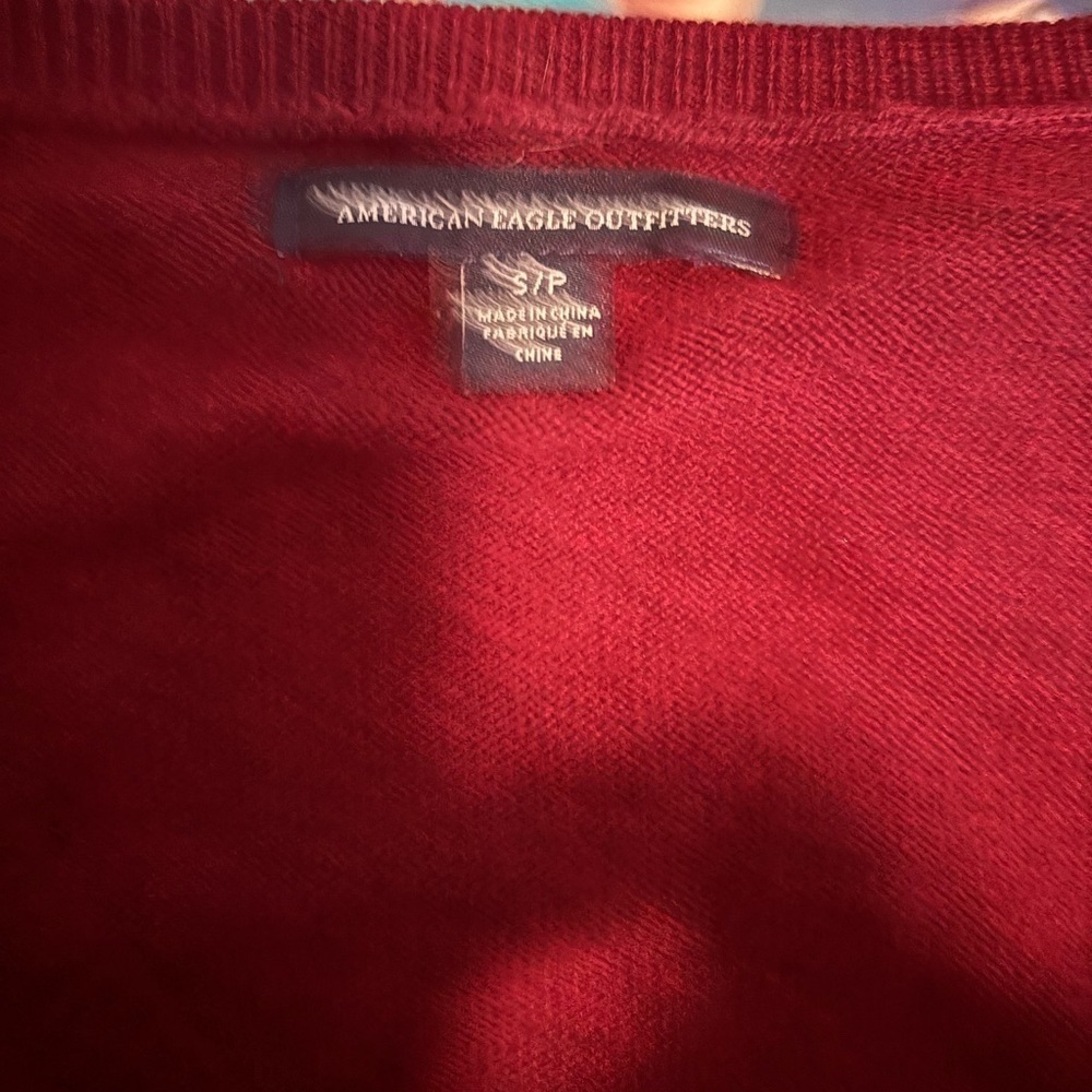 American Eagle Outfitters Maroon Pointelle Knit Sweater Dress - Picture 6 of 8
